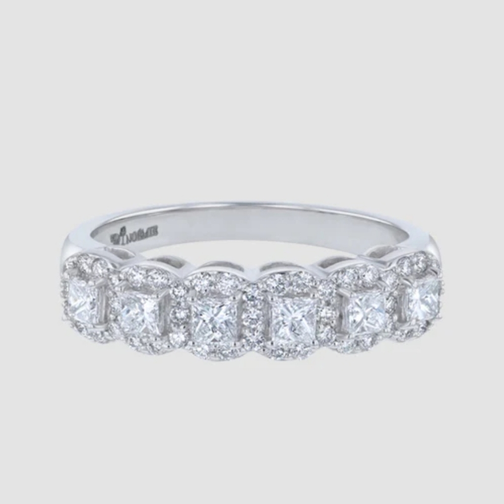 Genuine Princess Cut VVS Diamond 3.5 Gram Weight Halo 18kt Half Band Ring